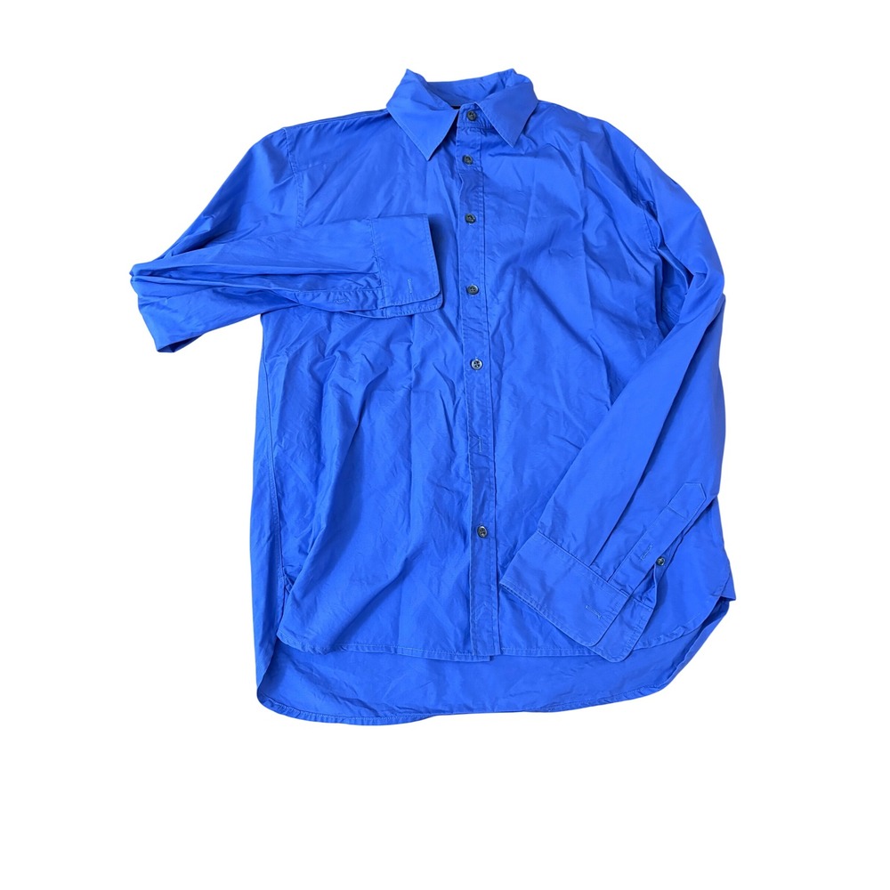 Marc Jacobs Mens Long Sleeve Button Down Shirt Blue Cotton Poplin Size Small